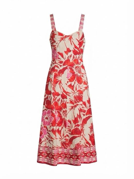 Avec Les Filles Dresses & Skirts - Avec Les Filles Polynesian Floral Midi Sun Dress Poppy Lilly 4